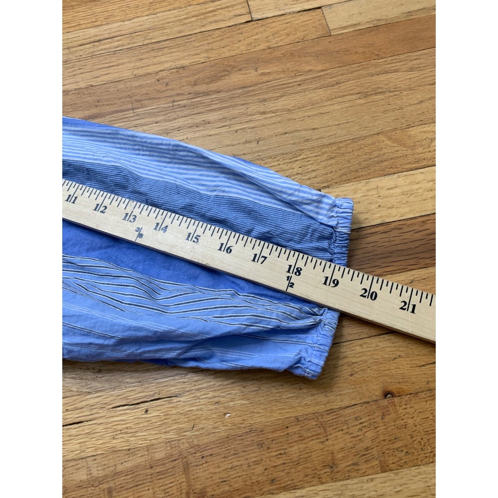 Gap Blue Mixed Stripe Tiered Shirt Dress Cotton L 3/4 Sleeve Casual Mini - Picture 11 of 12